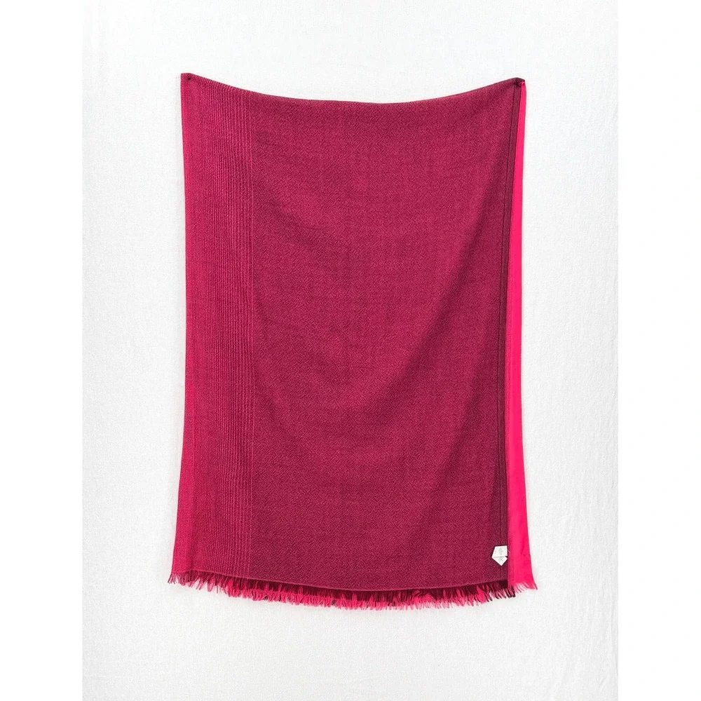 LULULEMON Warrior Scarf Women One Size Pink Ombre Wool Fringe Trim Wrap Oversize